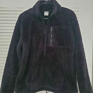 PINK - Teddy fleece, black, boyfriend pullover jacket.